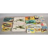 Eighteen aviation related model kits by various manufacturers including amt, Hasegawa, Artiplast,