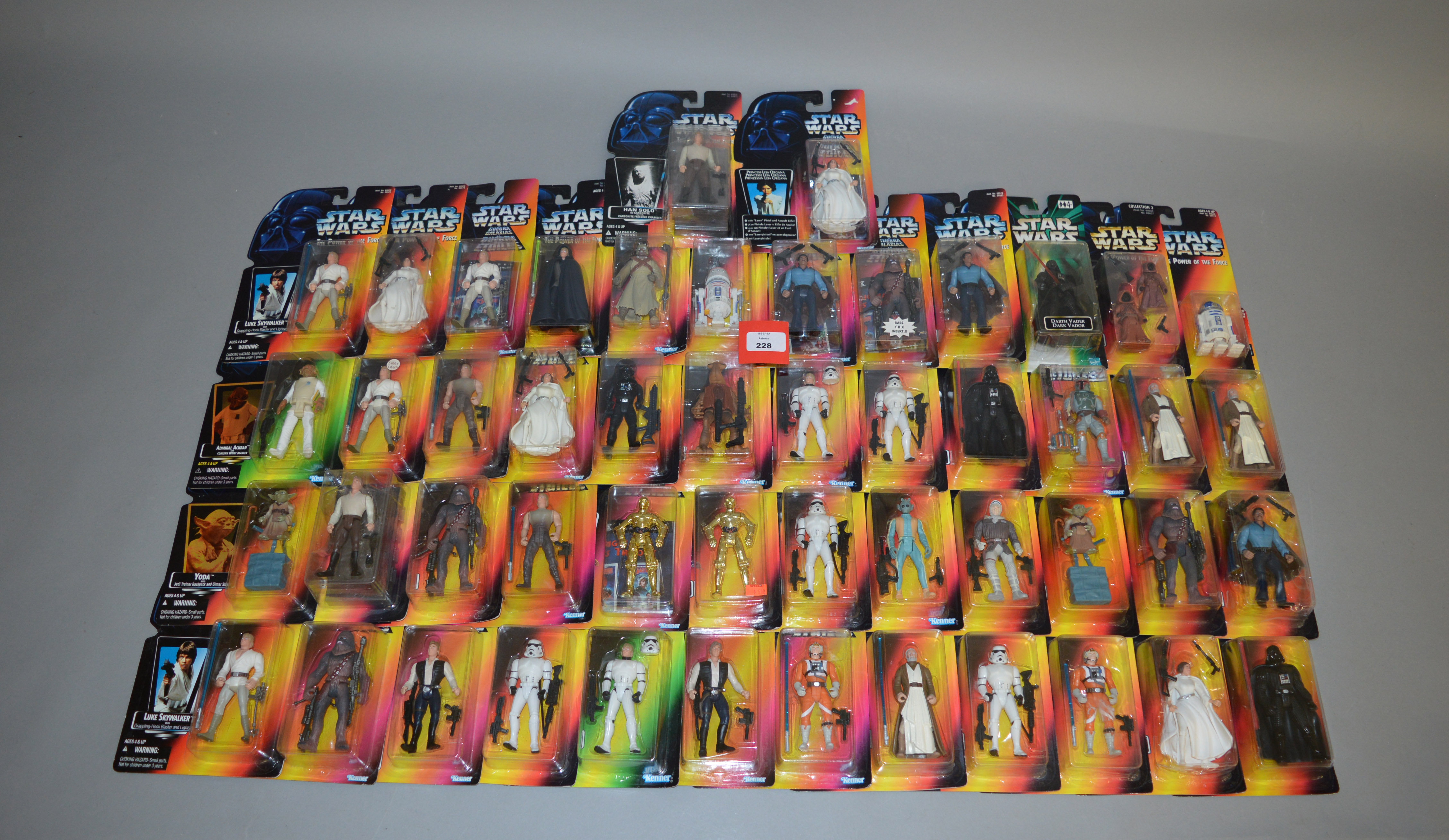 Fifty Kenner/Hasbro Star Wars Power of The Force 2 action figures, sealed on VG cards (50).