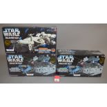 Three Hasbro Star Wars Collector Fleet electronic vehicles: two Star Destroyer;