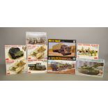 EX-SHOP STOCK: Nine MiniArt and Trumpeter military themed plastic model kits.