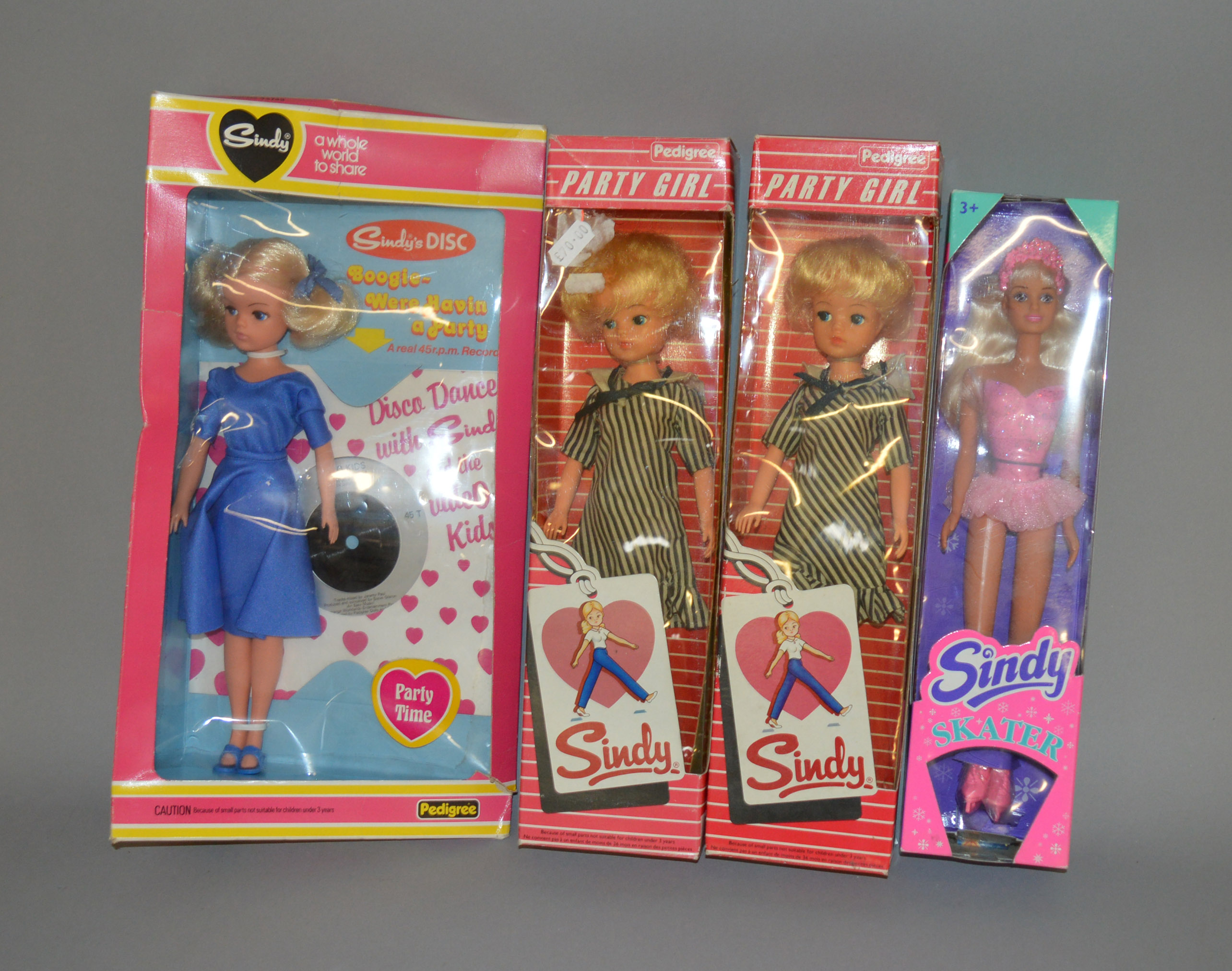 EX-SHOP STOCK: Three Pedigree Sindy Fashion Dolls together with a Hasbro example,