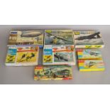 Eight vintage model kits by FROG and Tri-ang,