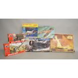 EX-SHOP STOCK: Six Assorted model kits including Hasegawa Spitfire, Airfix A07114, Tumpeter 00210,