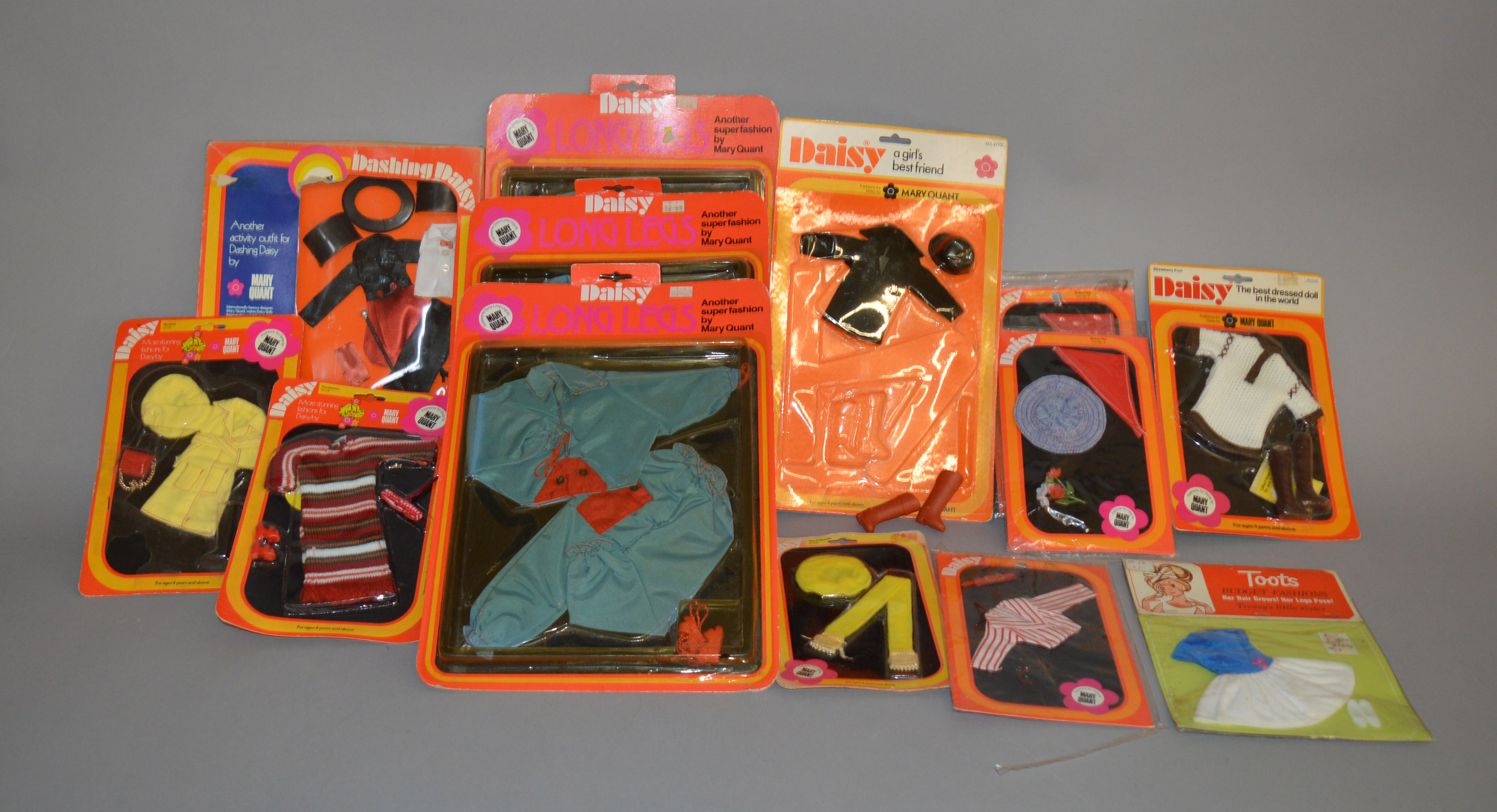 EX-SHOP STOCK: Twelve Flair Toys Mary Quant Daisy doll Clothing Accessory sets together with a