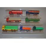 Seven unboxed Dinky diecast which are play worn with repainting to some,