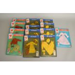 EX-SHOP STOCK: Thirteen Pedigree Sindy doll Outfit clothing accessory sets including Designer and