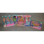 Seven boxed Sindy dolls including 'Travel Fun', 'Sweet Secrets', 2 x 'Swimming', 'Paradise' etc..