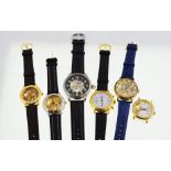 Six modern skeleton mechanical wristwatches,