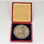Queen Victoria golden jubilee 1887 silver medallion 78mm,