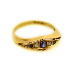 An 18ct Art Deco sapphire & diamond ring H/M Birmingham 1919, size Q, approx 2.