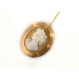 An early 20th century cameo brooch stamped 9ct, measures approx 25mm x 21mm, approx gross weight 3.