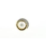 A Mabe Pearl set ring, tested 18ct gold, set with CZ stones, size M, approx gross weight 13.