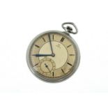 OMEGA - A circa 1940/50's nickel Omega top-wind pocket watch, with uncracked silvered dial,