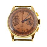 A gents chronograph Suisse Antimagnetic mechanical watch head, approx 40mm, stamped '18k 0.