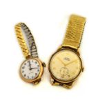 Two working mechanical 9ct H/M wristwatches to include a ladies 'Rolo' (measures approx 25mm) & a