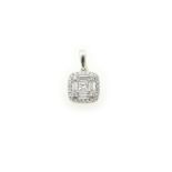 A diamond set pendant, stamped 18ct, the baguette, round & princess cut diamonds total approx 0.