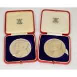 ROYAL MINT - Two 1935 silver jubilee bronze medallions 58mm,