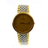 OMEGA - A gents gold two colour Omega De'Ville quartz wristwatch, dated 1991, with original box,