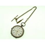 A silver key-wind pocket watch, white enamel dial marked 'Perasons PYRAMID Lever', A/F non-working,