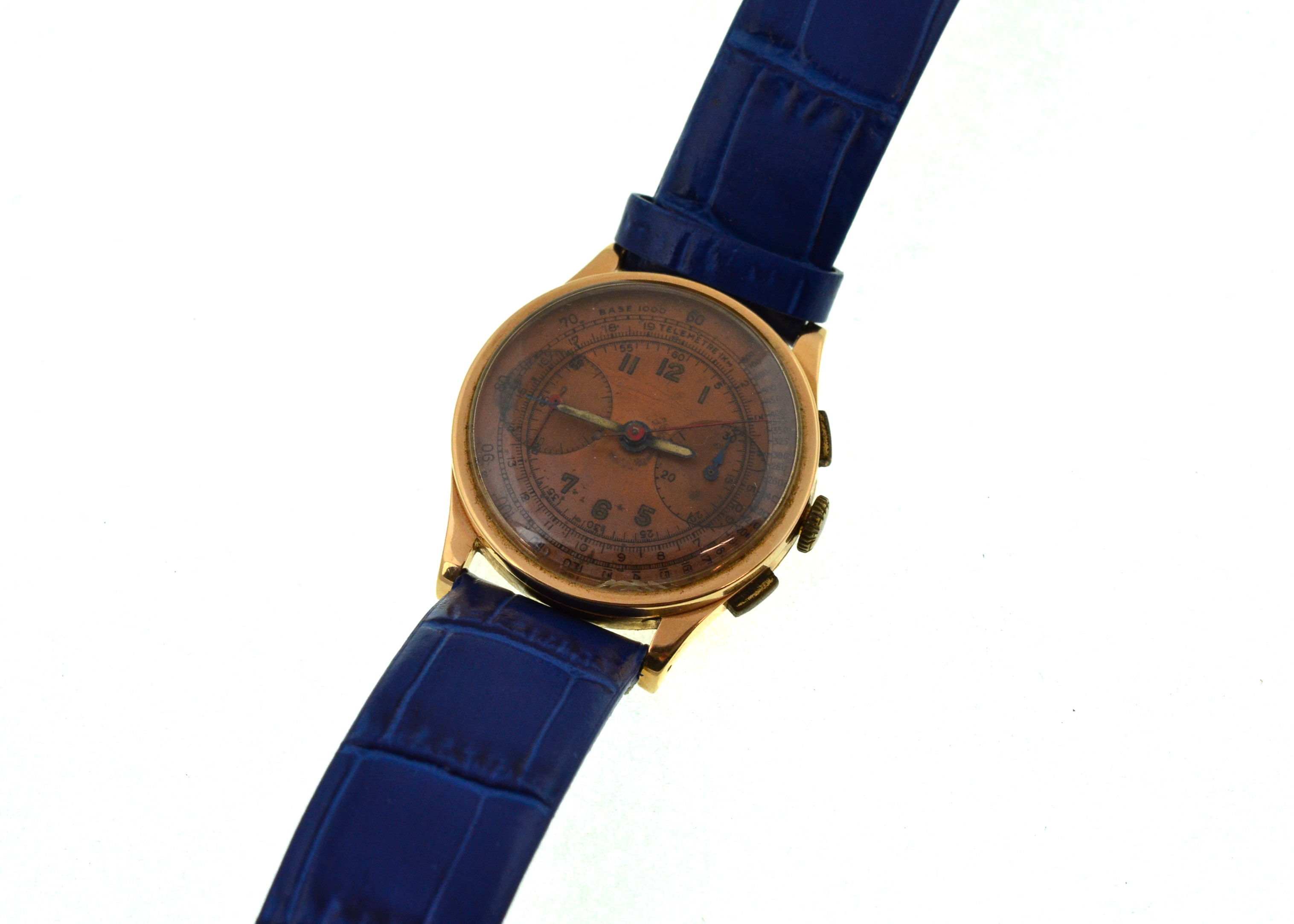 A gents chronograph mechanical wristwatch, approx 36mm, stamped '18k 0.