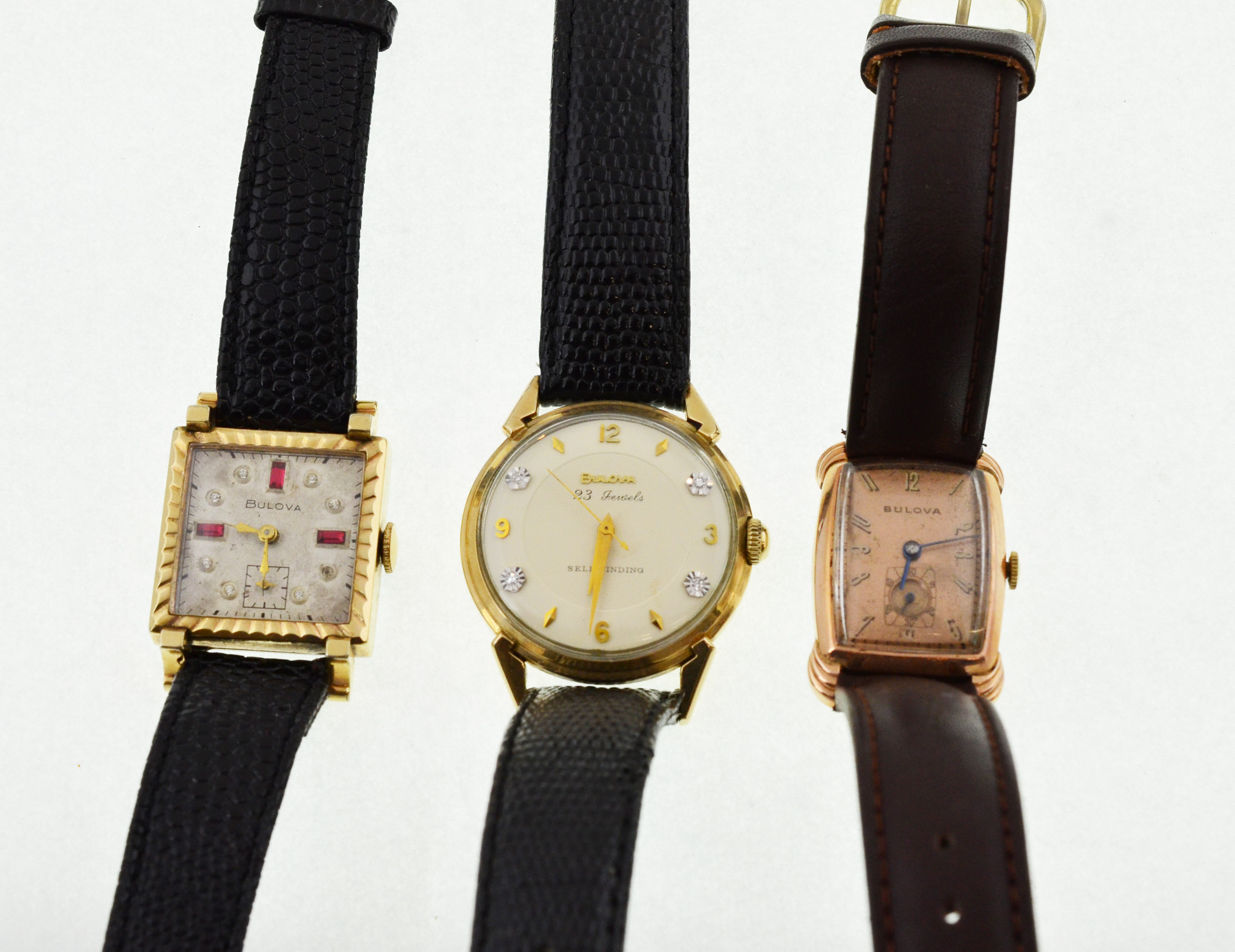 BULOVA - Three Bulova gold plated wristwatches,