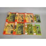 5 Palitoy 'Action Man' Uniform sets on red carded packs,