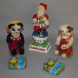 Three unboxed vintage Japanese battery operated tinplate toys including a Noel Decorations Inc.