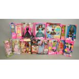 13 Barbie dolls by Matel, which includes; Fashion Avenue Barbie, Emerald Elegance,
