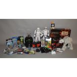 A good quantity of mainly carded and boxed Star Wars related items including an Episode I Chess Set,