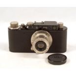 Black Leica II #10677 with 50mm f3.5 Elmar Lens. Minor wear to base edge. (condition 3/4F).