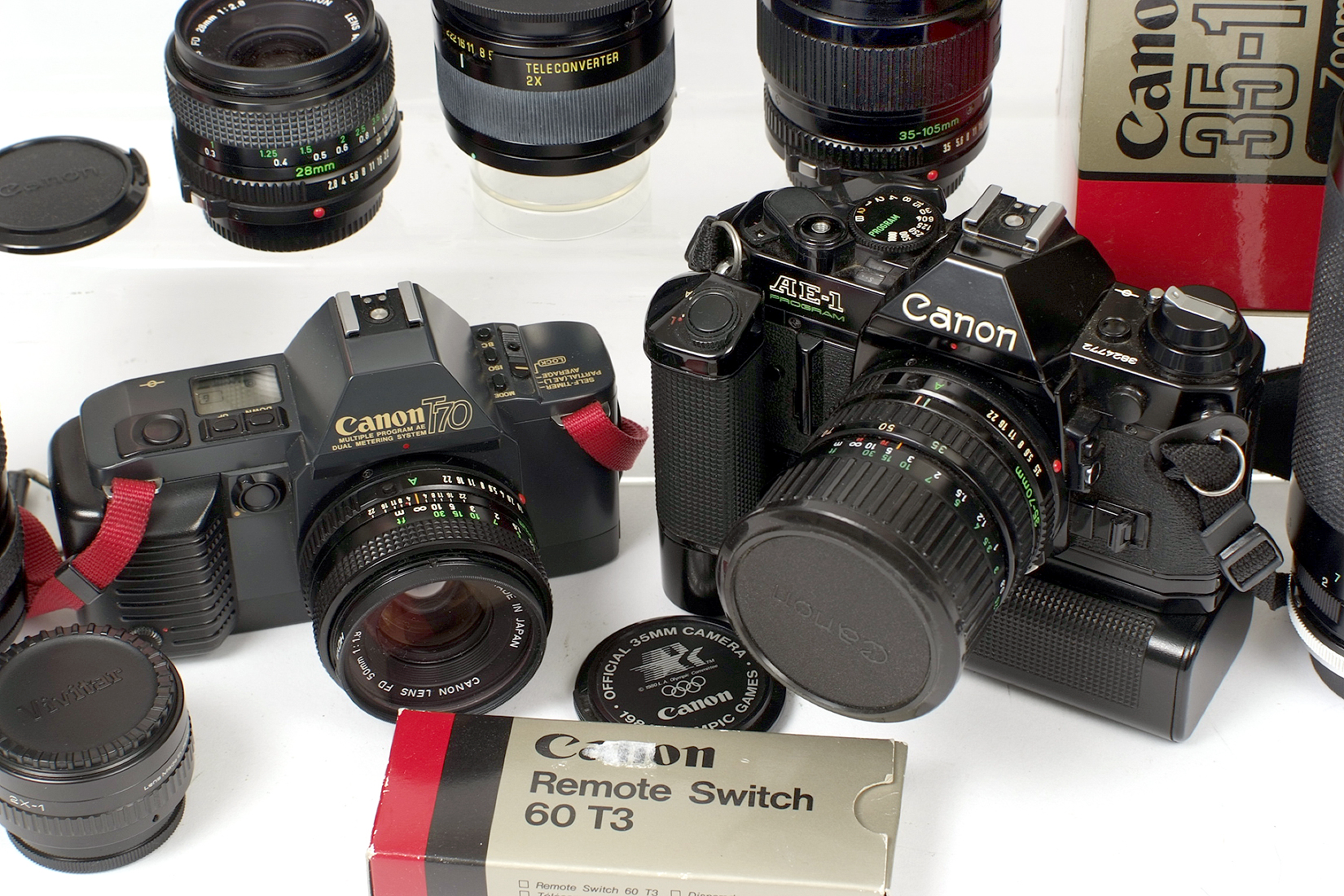 Black Canon AE-1 & T70 Outfit. To include Canon AE-1 Program (untested) with 35-70mm f3. - Image 2 of 3