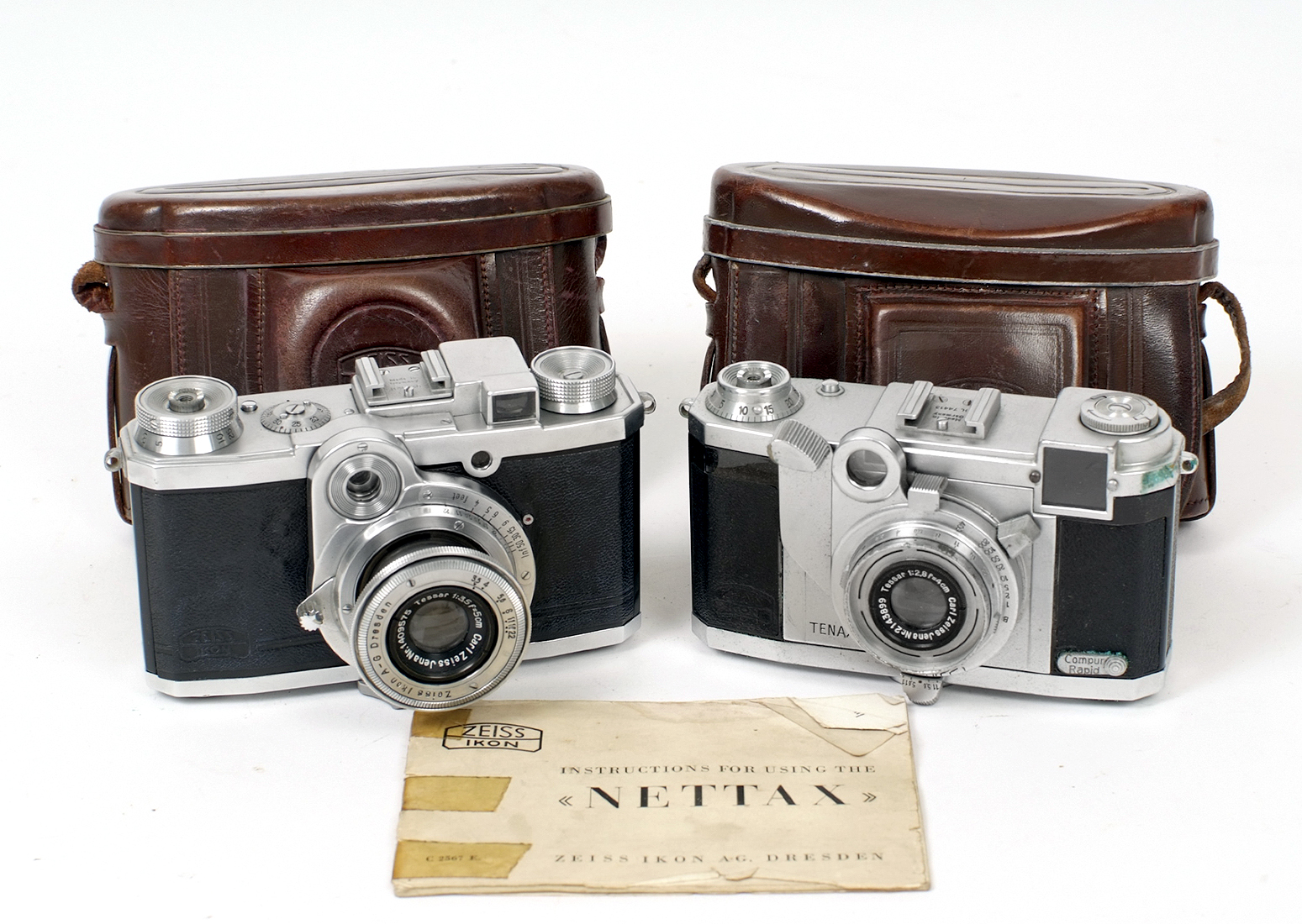 2 Zeiss Ikon Coupled Rangefinder 35mm Cameras. Zeiss Tenax with CZJ 4cm f2.