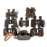 Eight Pairs of ex-Military & Other Binoculars & Field Glasses.