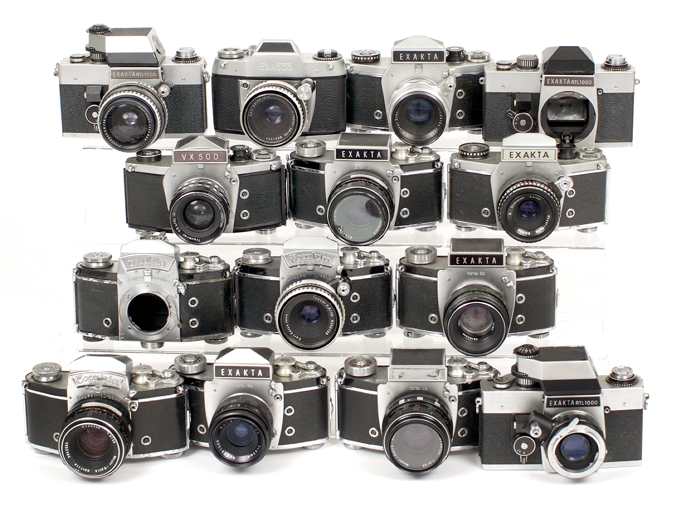 Collection of 14 Exakta Cameras, Most with Lenses. To include Varex, RTL1000, VX500 etc.