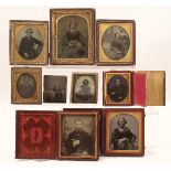 Collection of Ambrotype and Other Portraits Including Female Portraits. One with broken glass.