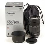 Panasonic 100-300mm f4-5.6 Zoom Lens for Micro 4/3rds Mirrorless Digital Cameras.