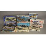 9 aviation related kits which includes; Bristol Beaufighter Mk IF by Revell, Harrier GR Mk1A by