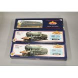 OO Gauge. 3 boxed Bachmann Locomotives, 31-803 93XX BR Green '7332',  31-802 93XX BR black '9308'