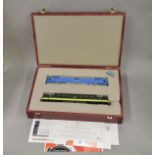 OO Gauge. 2 Bachmann Locomotive models housed in a wooden case, Prototype Deltic in blue together