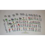 A quantity of unboxed lead soldier and other figures including painted lead soldier figures, some