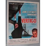 Vertigo Alfred Hitchcock directed film poster starring James Stewart and Kim Novak Indian printed by