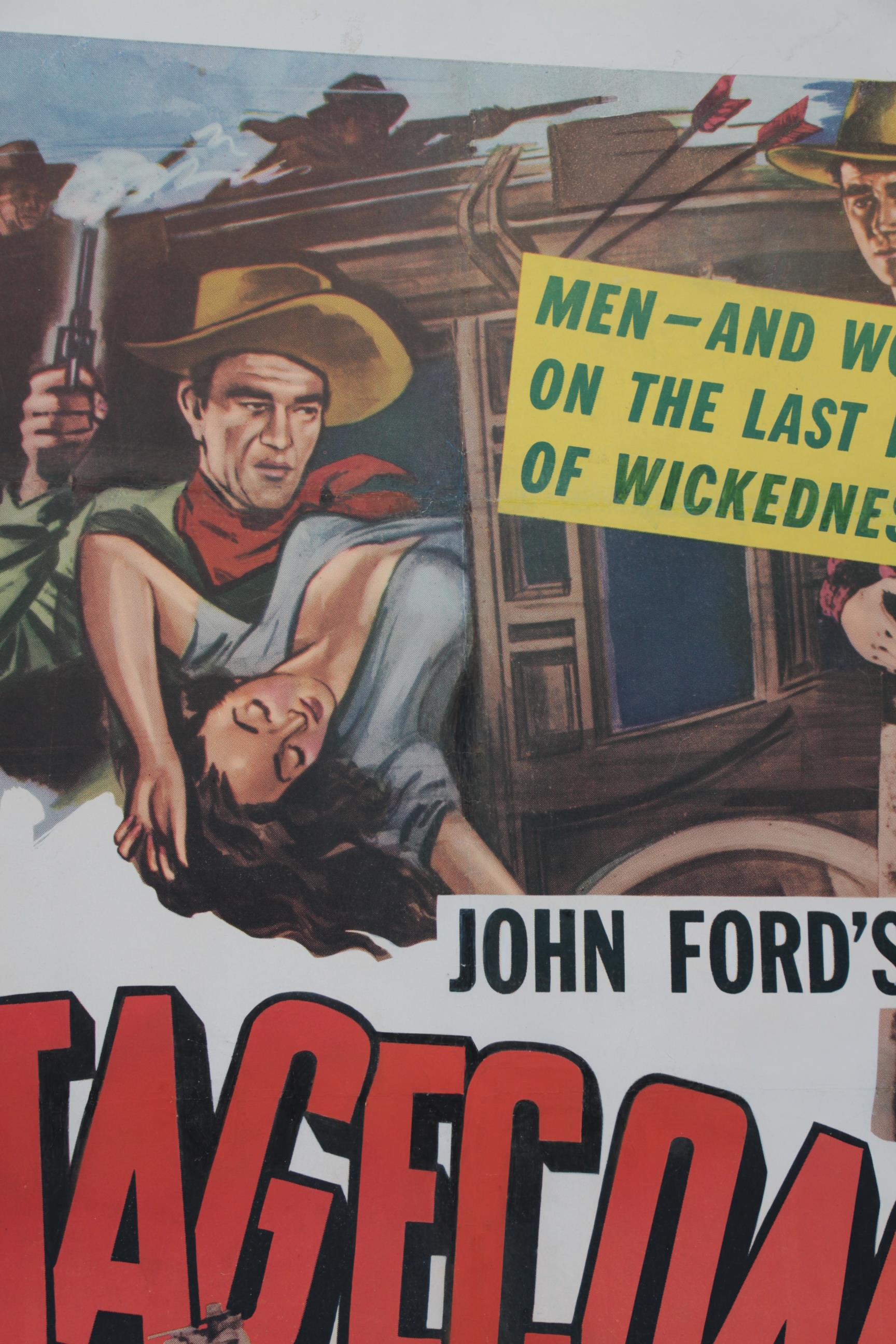 Stagecoach US one sheet film poster for the John Ford directed classic starring John Wayne with - Image 2 of 2