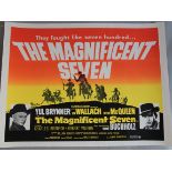 The Magnificent Seven UK Quad linen backed early re-release film poster starring Steve McQueen,