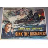 Sink The Bismarck (1960) original first release British Quad film poster starring Kenneth More