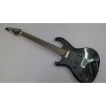 The Cat by Aria pro II left hand six string electric guitar in black serial no 6111854. (1)