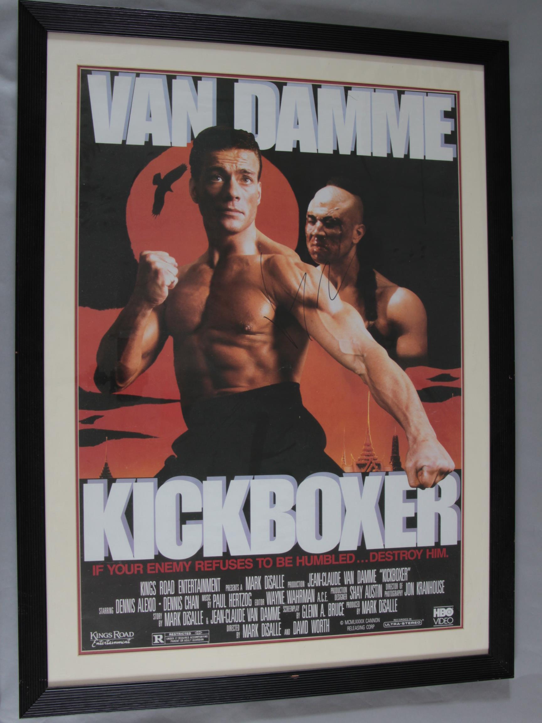 Jean Claude Van Damme signed ''Kickboxer'' 1989 video poster signed in black felt pen on poster,