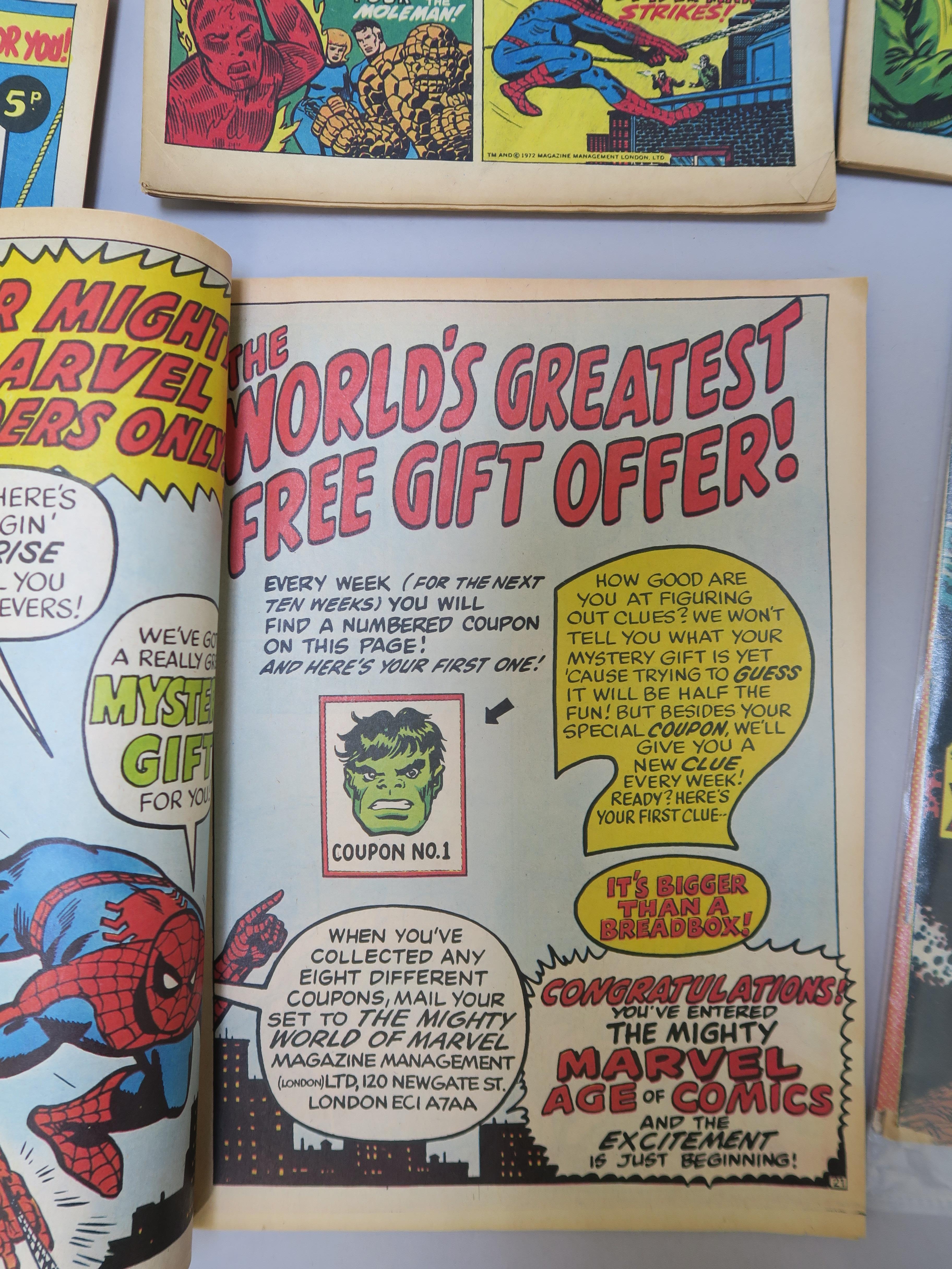 Marvel UK comics inc. Mighty World of Marvel no.1 from October 7th 1972 with Coupon through to no.26 - Image 3 of 4