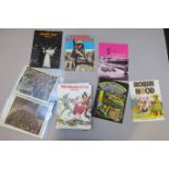 Collection of song albums and souvenir brochures plus lobby cards for films including The Wizard