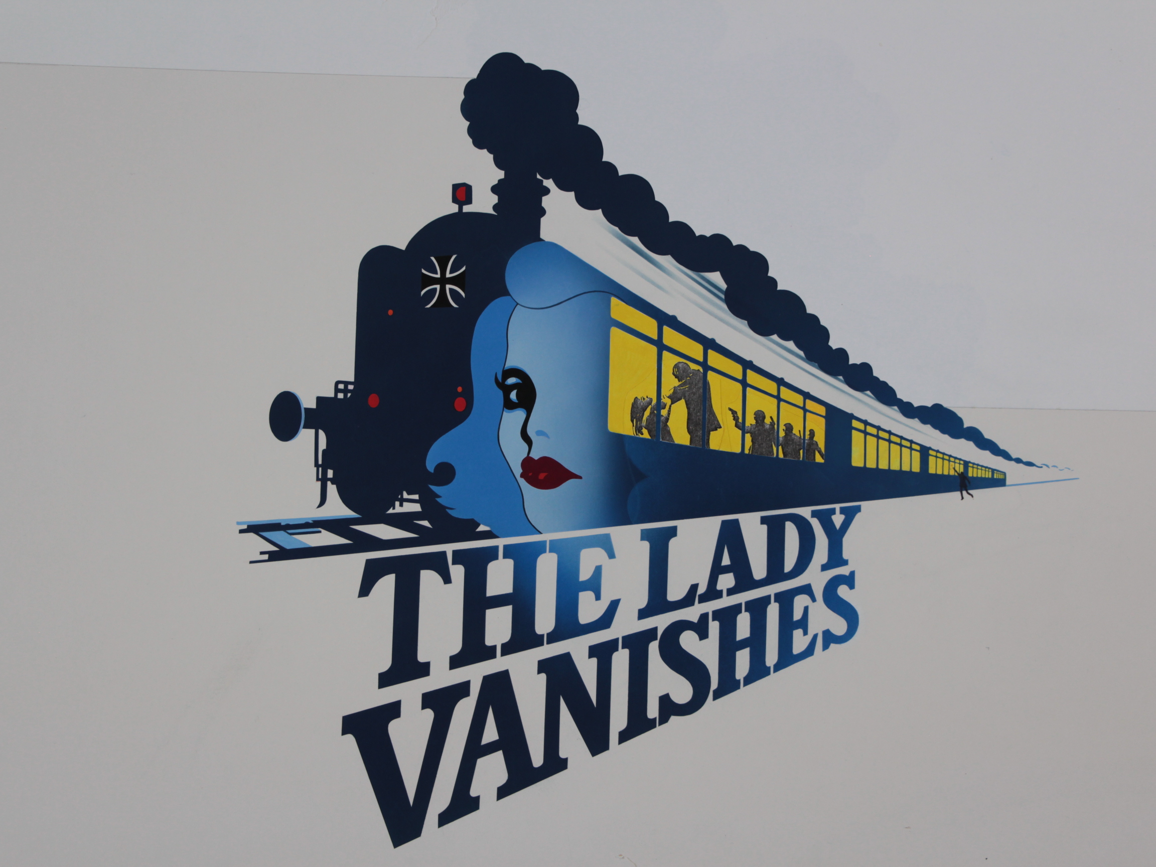 The Lady Vanishes Vic Fair original artwork for the film poster on Colyer & Southey art board
