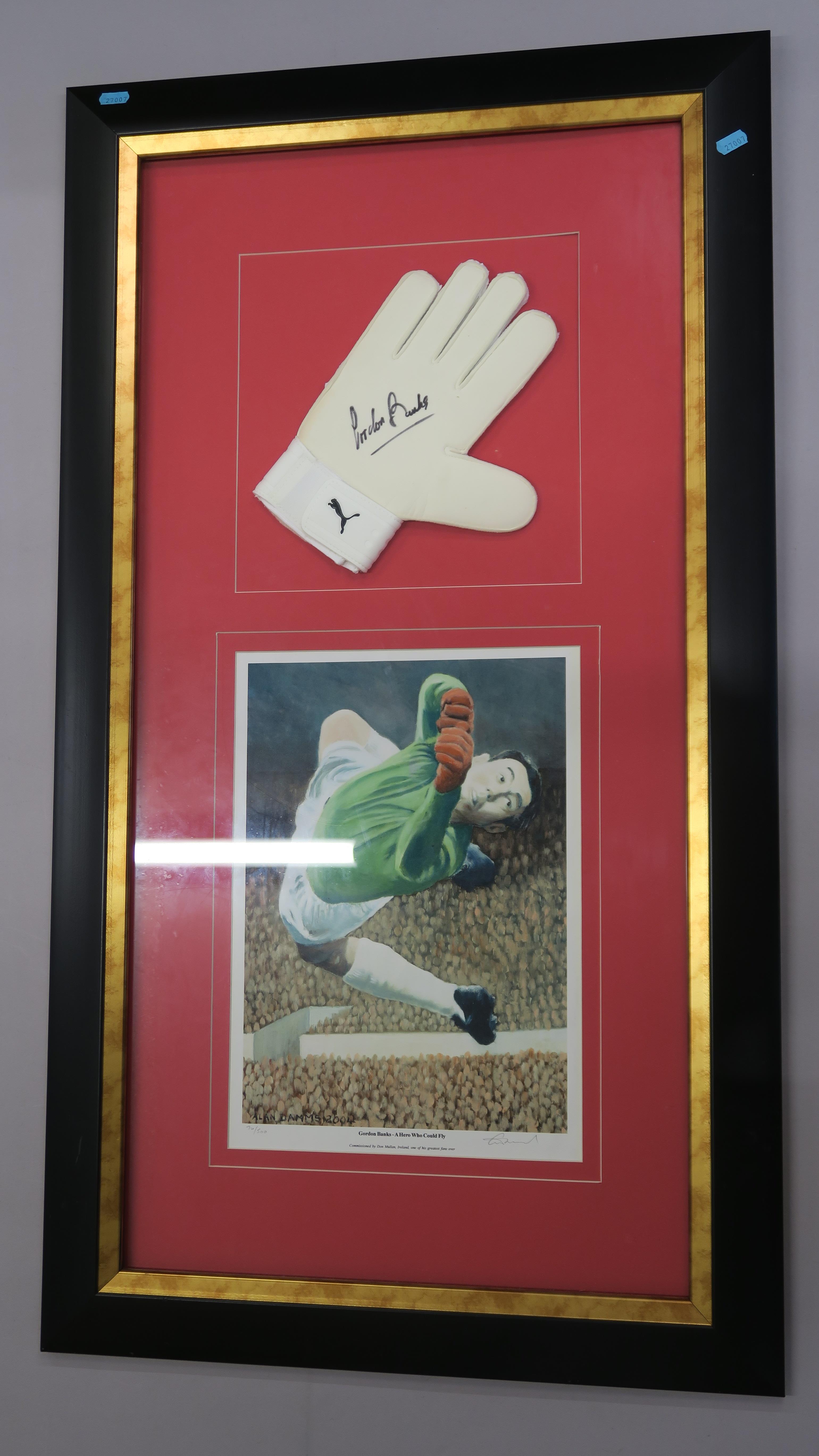 Gordon Banks hand signed goalkeeper's gloves signed at Ricoh Stadium, Coventry plus a limited